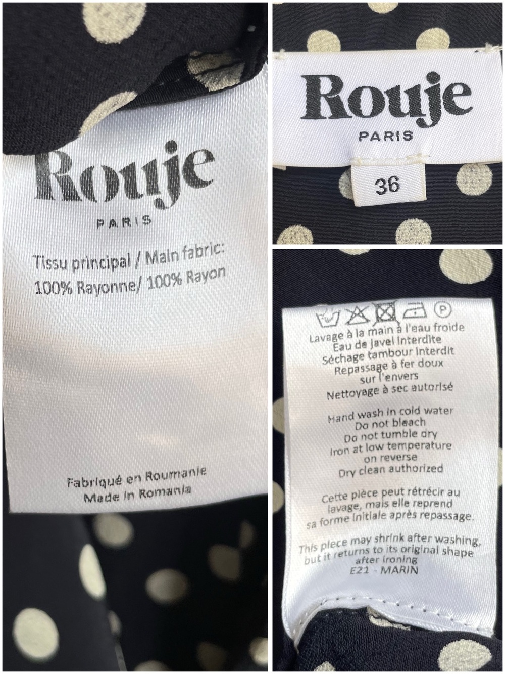 ROUJE Black & White Polka Dot Printed Retro Button Down Marin Midi Dress 36, 2/4 - Picture 16 of 17